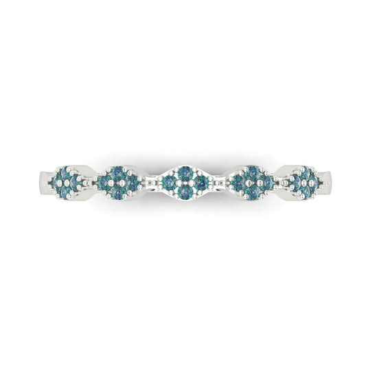 0.1 cttw Blue Moissanite Round Cut White Gold Eternity Wedding Band