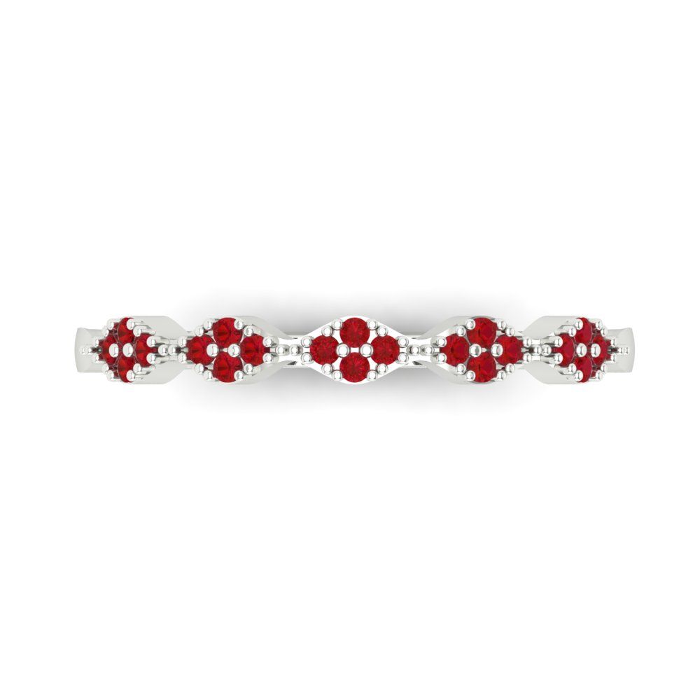 0.1 cttw Simulated Ruby Round Cut White Gold Eternity Wedding Band