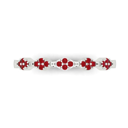 0.1 cttw Simulated Ruby Round Cut White Gold Eternity Wedding Band