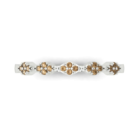 0.1 cttw Simulated Champagne Diamond Round Cut White Gold Eternity Wedding Band