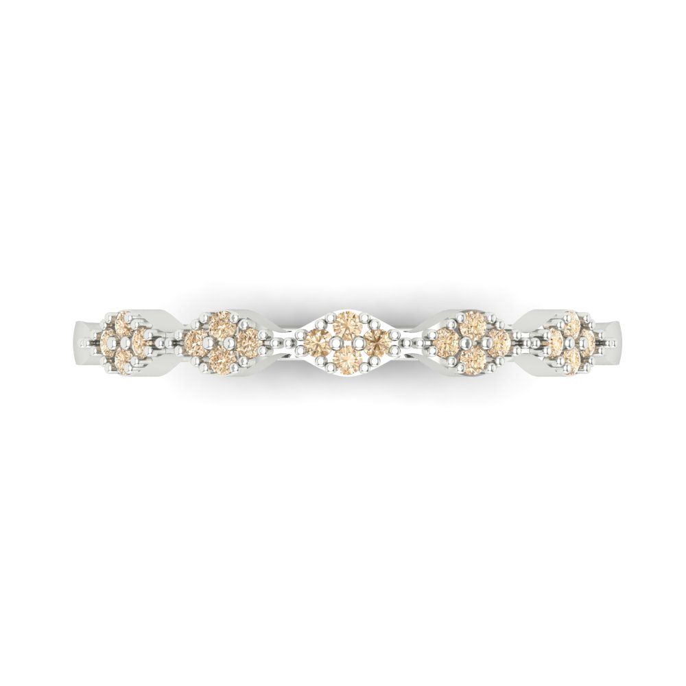 0.1 cttw Natural Morganite Round Cut White Gold Eternity Wedding Band