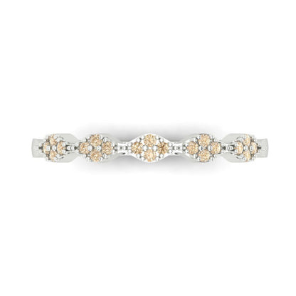 0.1 cttw Natural Morganite Round Cut White Gold Eternity Wedding Band