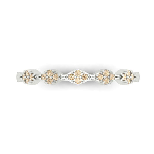 0.1 cttw Natural Morganite Round Cut White Gold Eternity Wedding Band