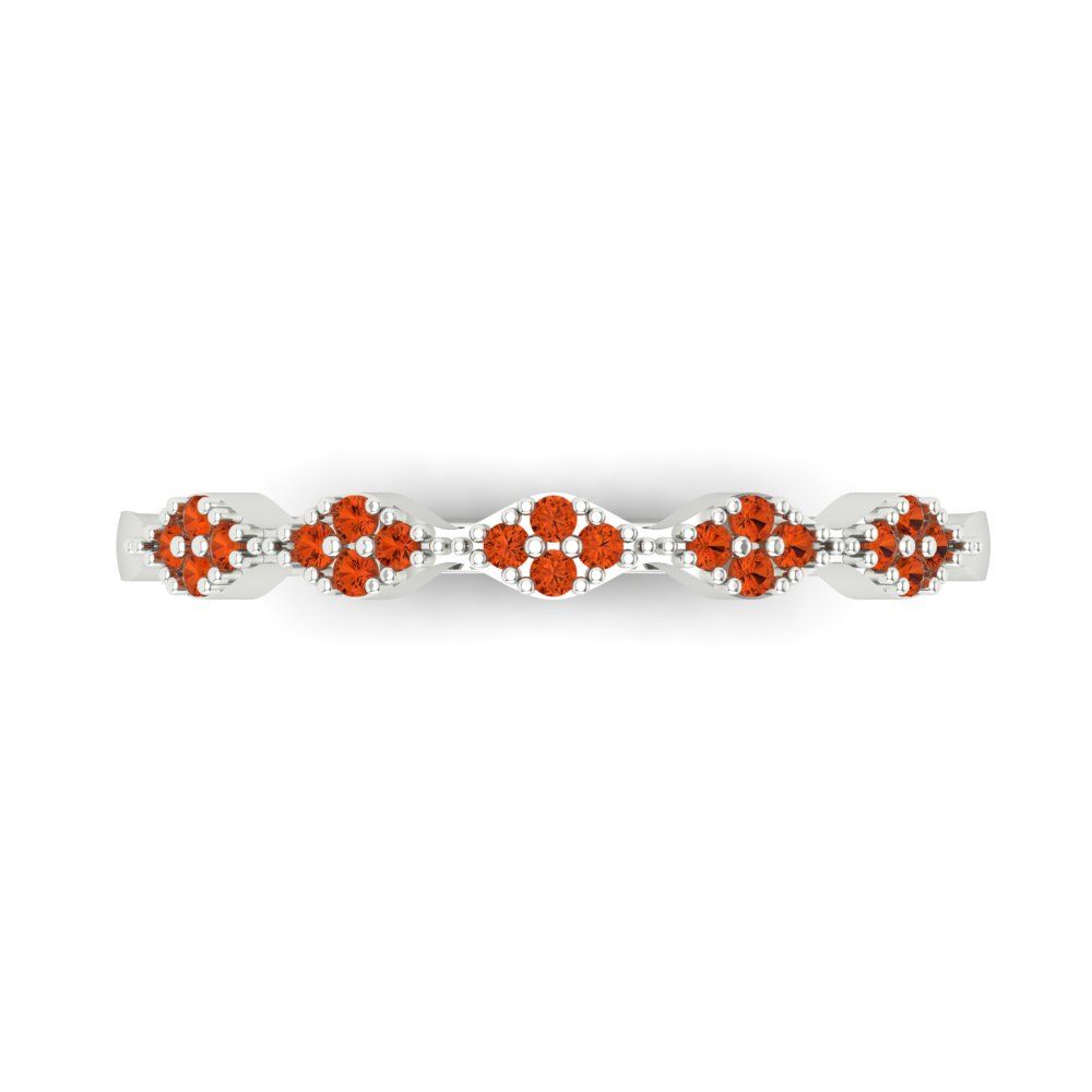 0.1 cttw Simulated Red Diamond Round Cut White Gold Eternity Wedding Band