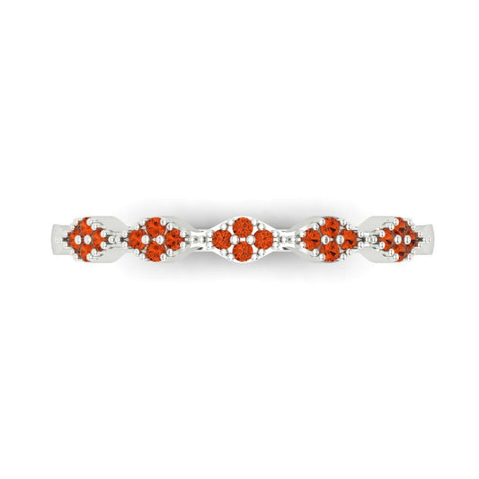 0.1 cttw Simulated Red Diamond Round Cut White Gold Eternity Wedding Band