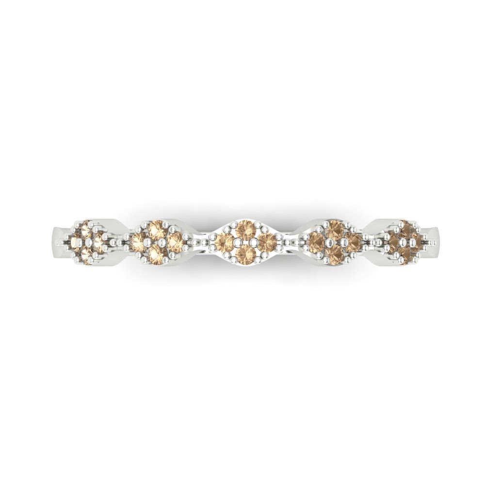0.1 cttw Yellow Moissanite Round Cut White Gold Eternity Wedding Band
