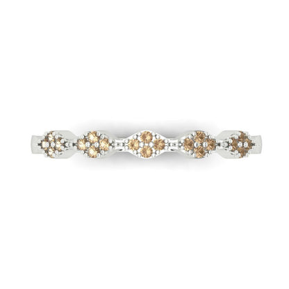 0.1 cttw Yellow Moissanite Round Cut White Gold Eternity Wedding Band
