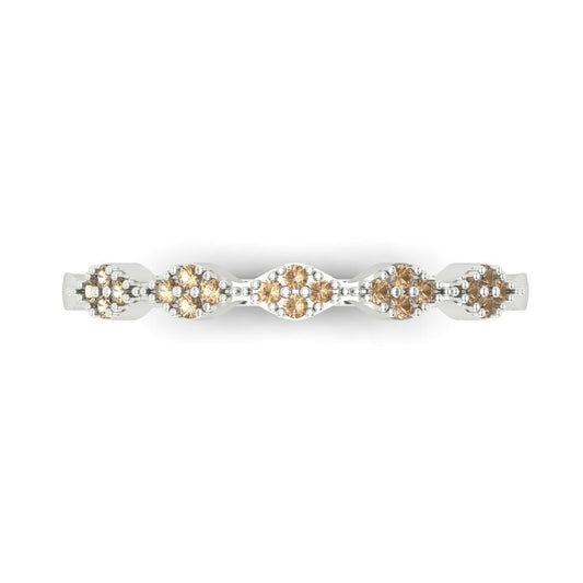 0.1 cttw Yellow Moissanite Round Cut White Gold Eternity Wedding Band