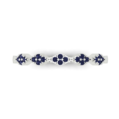 0.1 cttw Simulated Blue Sapphire Round Cut White Gold Eternity Wedding Band