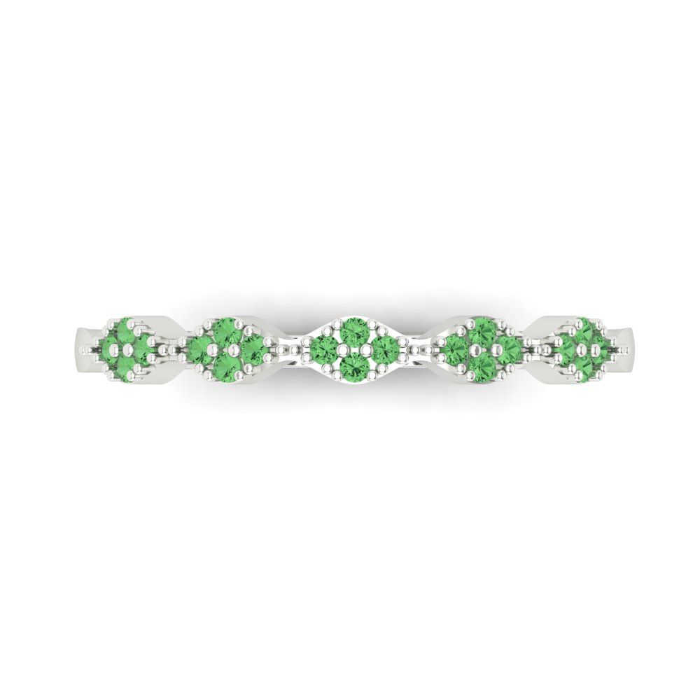 0.1 cttw Simulated Green Diamond Round Cut White Gold Eternity Wedding Band