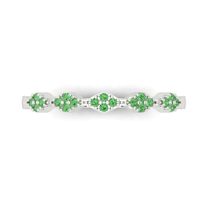 0.1 cttw Simulated Green Diamond Round Cut White Gold Eternity Wedding Band