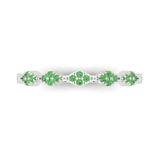 0.1 cttw Simulated Green Diamond Round Cut White Gold Eternity Wedding Band