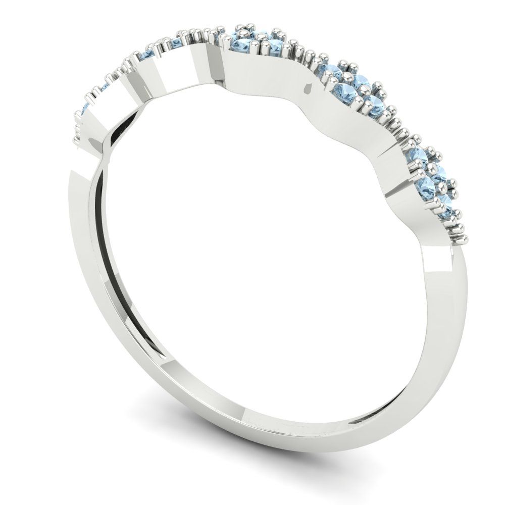 0.1 cttw Natural Swiss Blue Topaz Round Cut White Gold Eternity Wedding Band