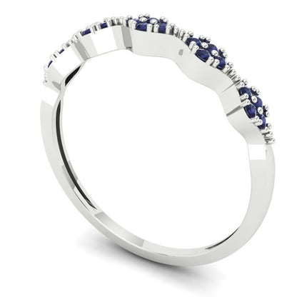 0.1 cttw Simulated Blue Sapphire Round Cut White Gold Eternity Wedding Band