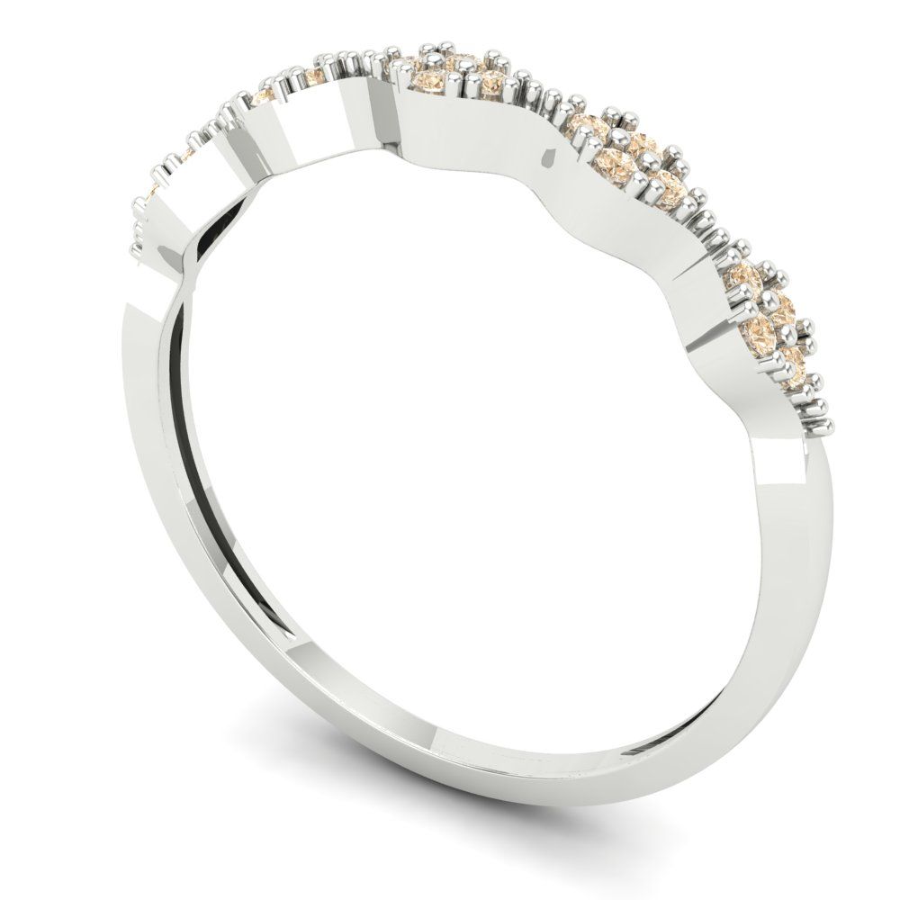 0.1 cttw Natural Morganite Round Cut White Gold Eternity Wedding Band