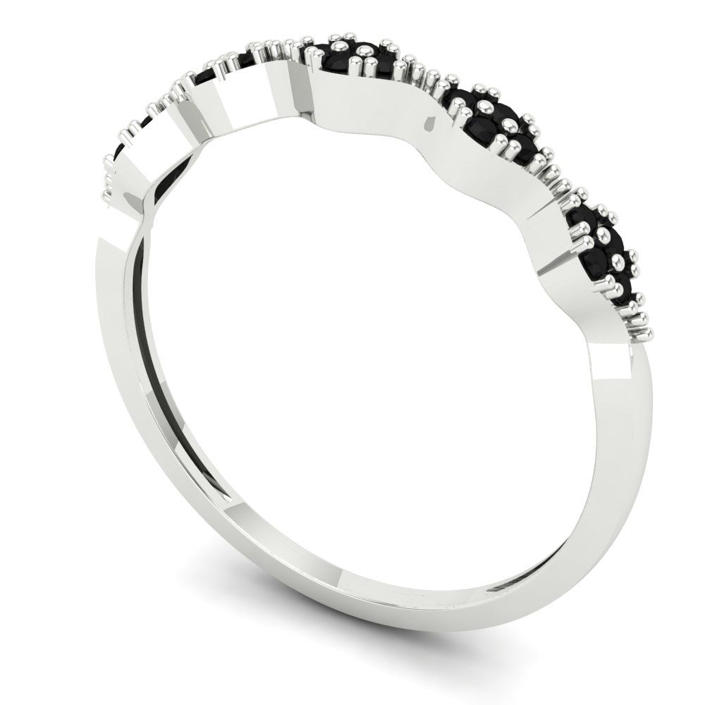 0.1 cttw Natural Onyx Round Cut White Gold Eternity Wedding Band