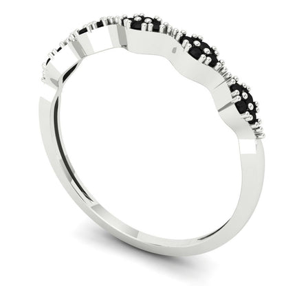 0.1 cttw Natural Onyx Round Cut White Gold Eternity Wedding Band