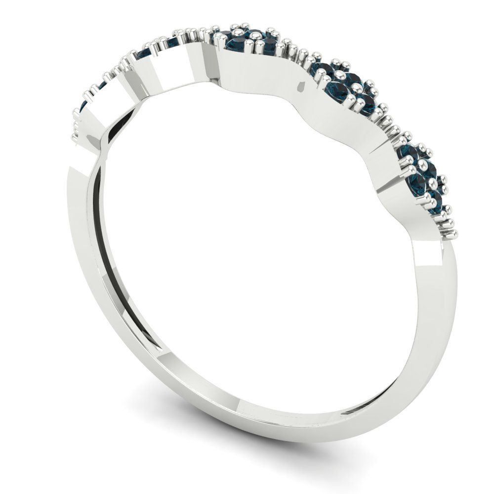 0.1 cttw Natural London Blue Topaz Round Cut White Gold Eternity Wedding Band