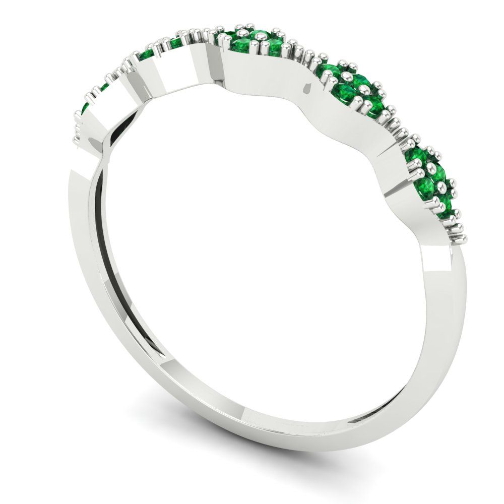 0.1 cttw Simulated Emerald Round Cut White Gold Eternity Wedding Band