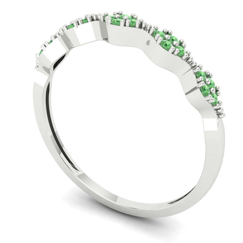 0.1 cttw Simulated Green Diamond Round Cut White Gold Eternity Wedding Band