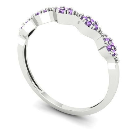 0.1 cttw Simulated Alexandrite Round Cut White Gold Eternity Wedding Band