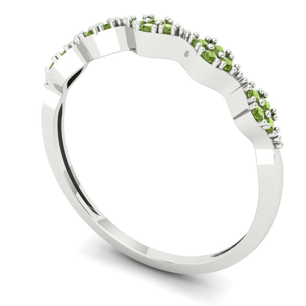 0.1 cttw Natural Peridot Round Cut White Gold Eternity Wedding Band