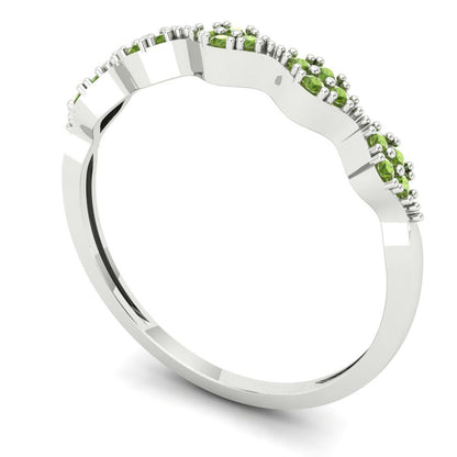 0.1 cttw Natural Peridot Round Cut White Gold Eternity Wedding Band