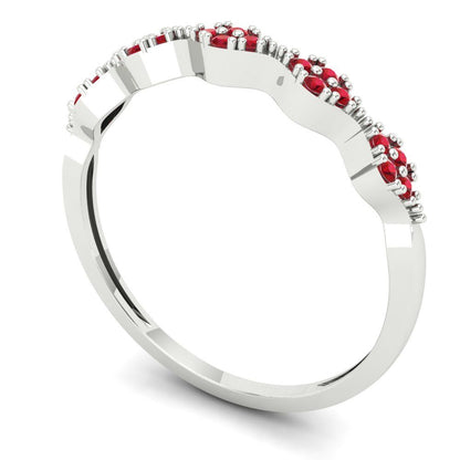 0.1 cttw Simulated Pink Tourmaline Round Cut White Gold Eternity Wedding Band