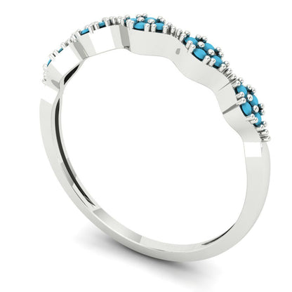 0.1 cttw Simulated Turquoise Round Cut White Gold Eternity Wedding Band