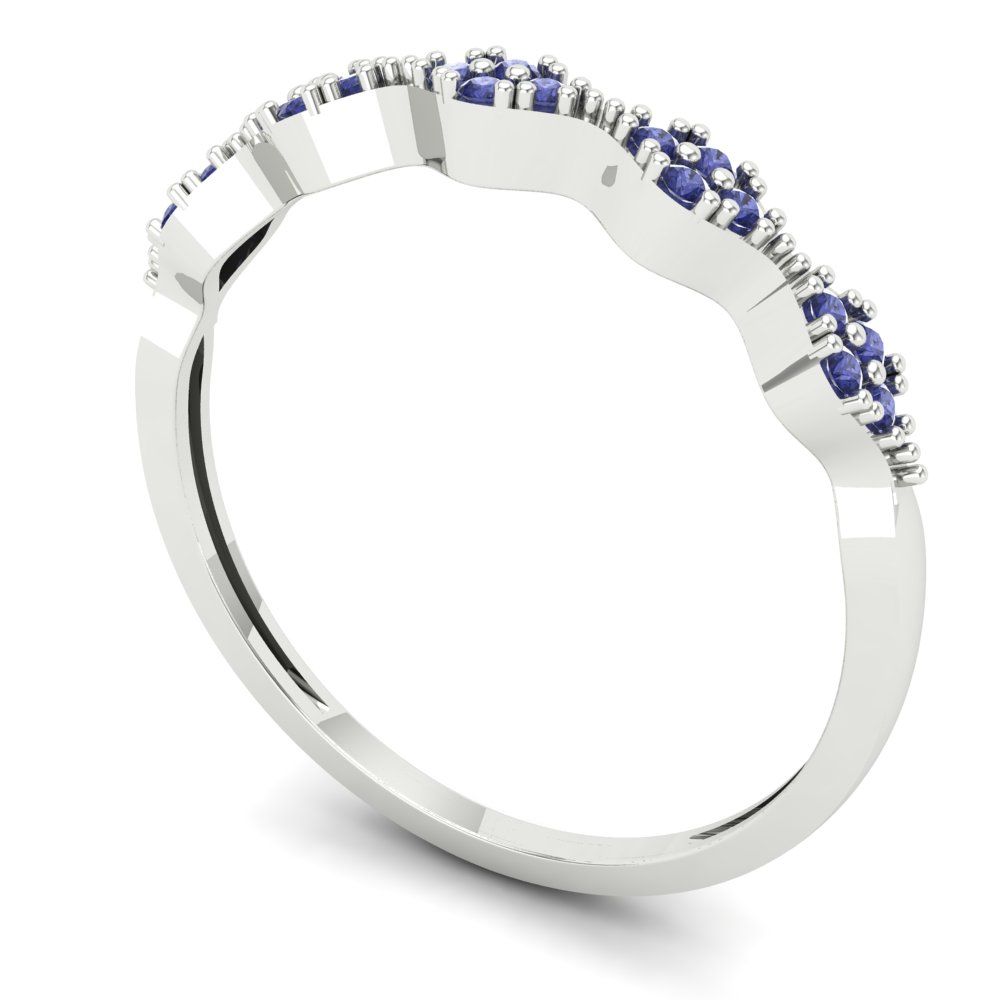 0.1 cttw Simulated Tanzanite Round Cut White Gold Eternity Wedding Band
