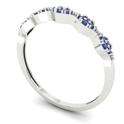 0.1 cttw Simulated Tanzanite Round Cut White Gold Eternity Wedding Band