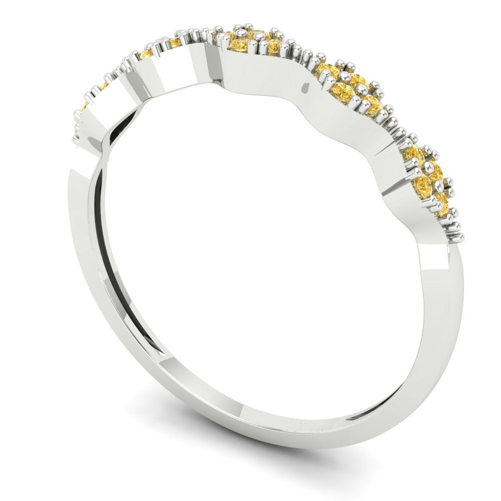0.1 cttw Natural Citrine Round Cut White Gold Eternity Wedding Band