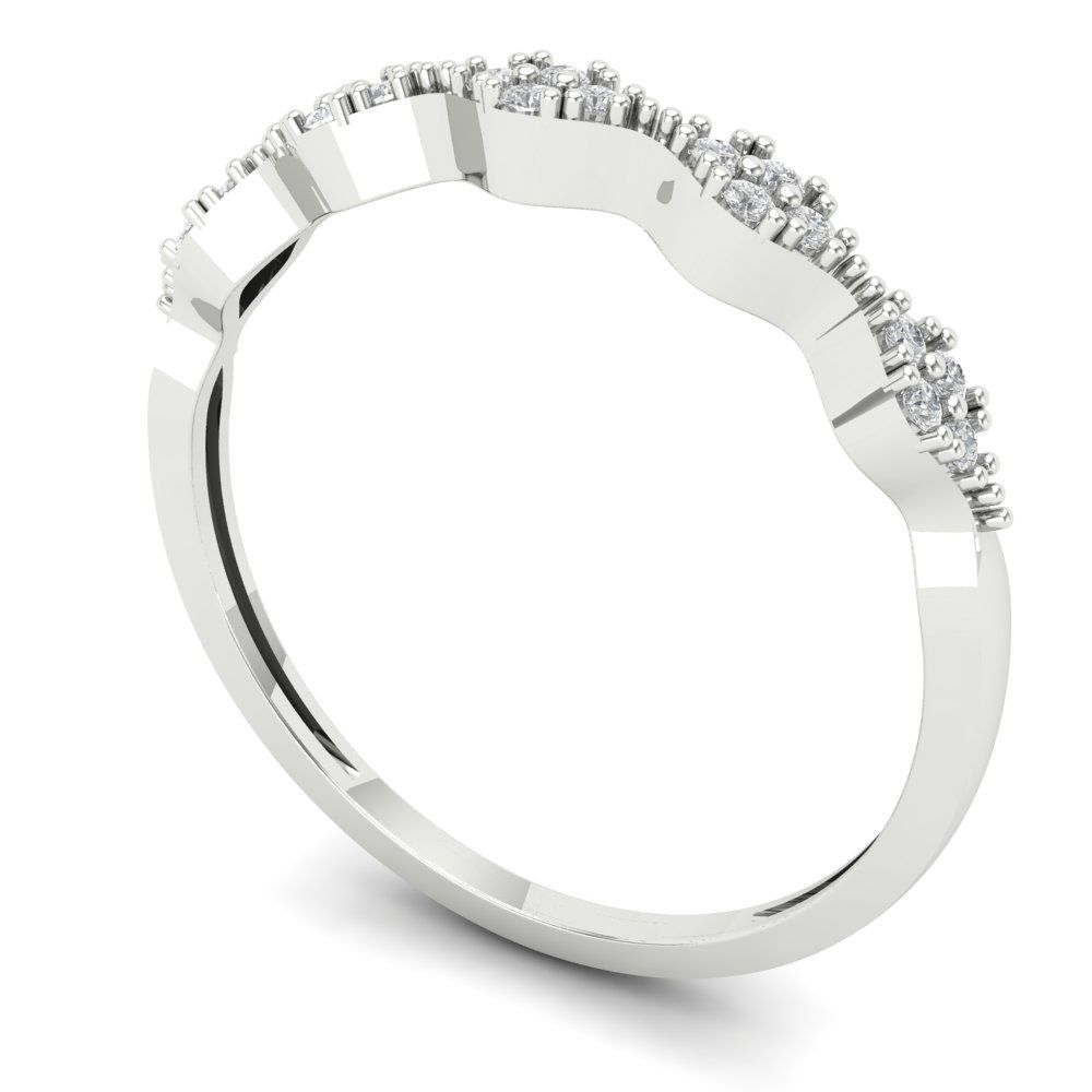 0.1 ct Brilliant Round Cut Natural Diamond Stone Clarity VS1-2 Color G-H White Gold Stackable Band