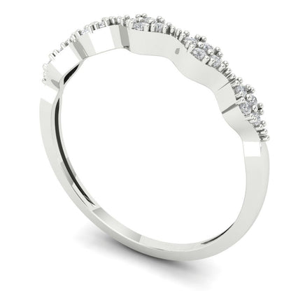 0.1 ct Brilliant Round Cut Natural Diamond Stone Clarity VS1-2 Color G-H White Gold Stackable Band