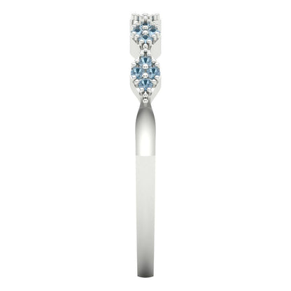 0.1 cttw Natural Sky Blue Topaz Round Cut White Gold Eternity Wedding Band