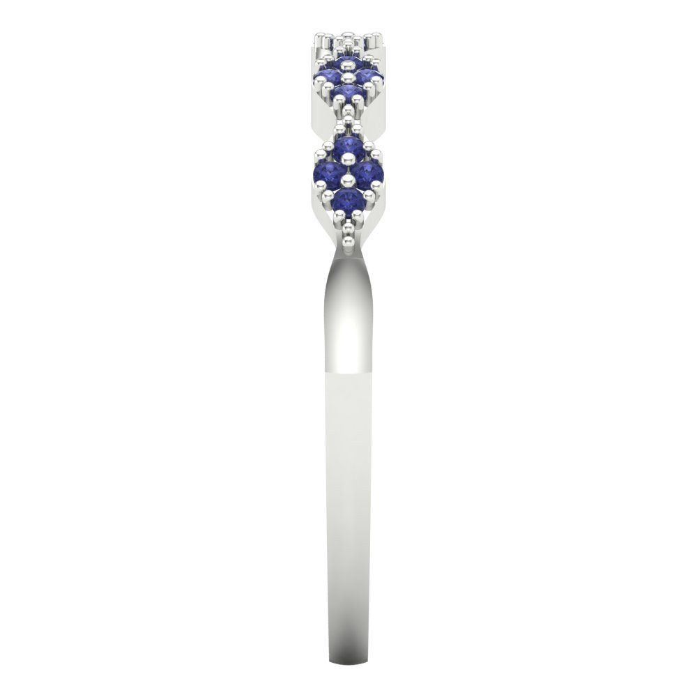 0.1 cttw Simulated Tanzanite Round Cut White Gold Eternity Wedding Band