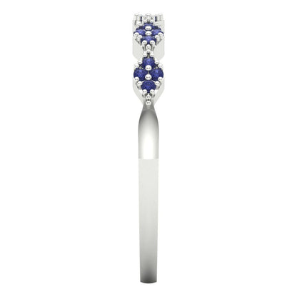 0.1 cttw Simulated Tanzanite Round Cut White Gold Eternity Wedding Band