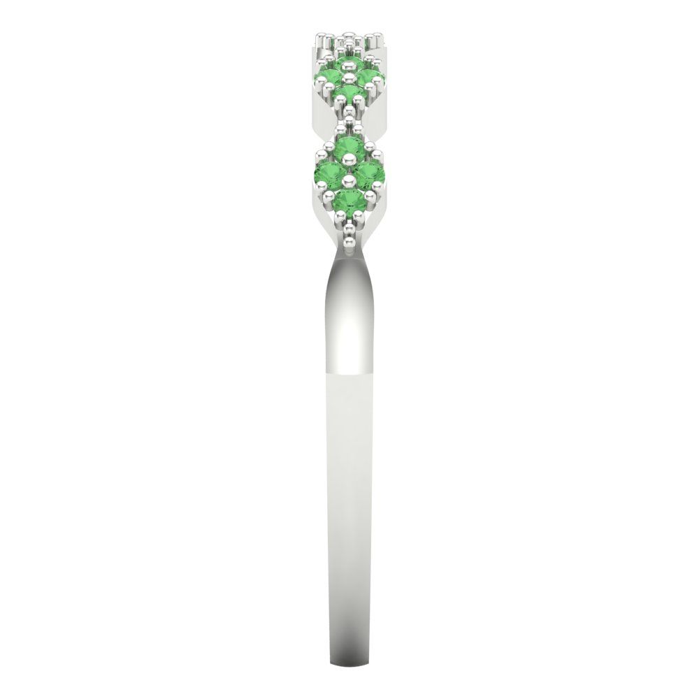 0.1 cttw Simulated Green Diamond Round Cut White Gold Eternity Wedding Band