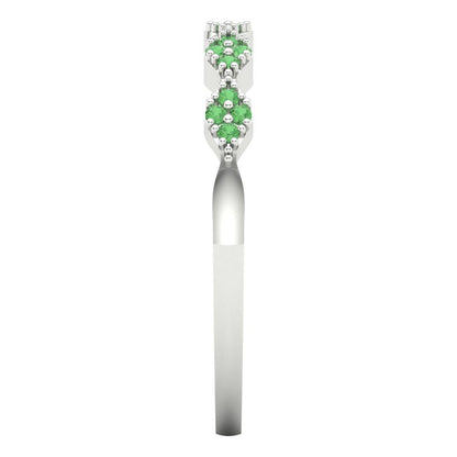 0.1 cttw Simulated Green Diamond Round Cut White Gold Eternity Wedding Band
