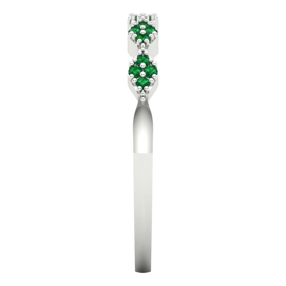 0.1 cttw Simulated Emerald Round Cut White Gold Eternity Wedding Band