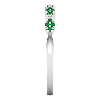 0.1 cttw Simulated Emerald Round Cut White Gold Eternity Wedding Band