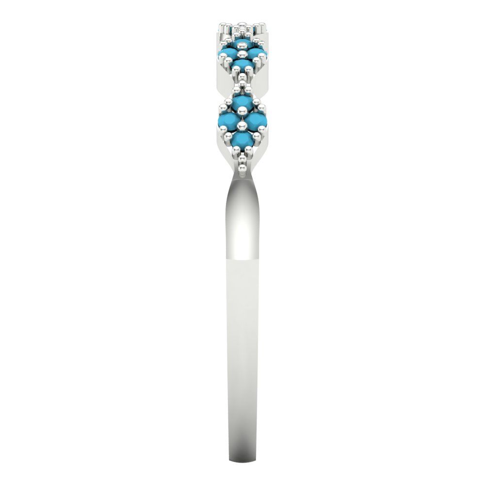 0.1 cttw Simulated Turquoise Round Cut White Gold Eternity Wedding Band