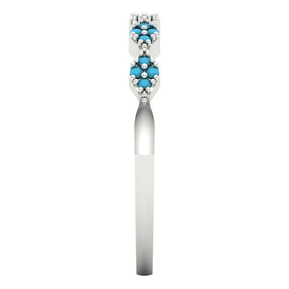0.1 cttw Simulated Turquoise Round Cut White Gold Eternity Wedding Band