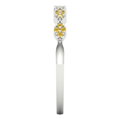 0.1 cttw Simulated Yellow Diamond Round Cut White Gold Eternity Wedding Band