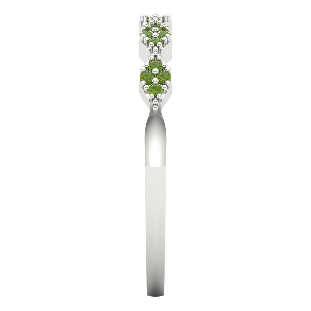 0.1 cttw Natural Peridot Round Cut White Gold Eternity Wedding Band