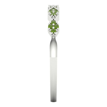 0.1 cttw Natural Peridot Round Cut White Gold Eternity Wedding Band