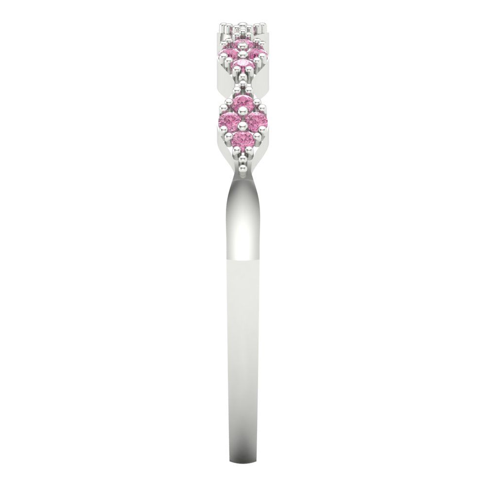 0.1 cttw Simulated Pink Diamond Round Cut White Gold Eternity Wedding Band