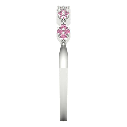 0.1 cttw Simulated Pink Diamond Round Cut White Gold Eternity Wedding Band