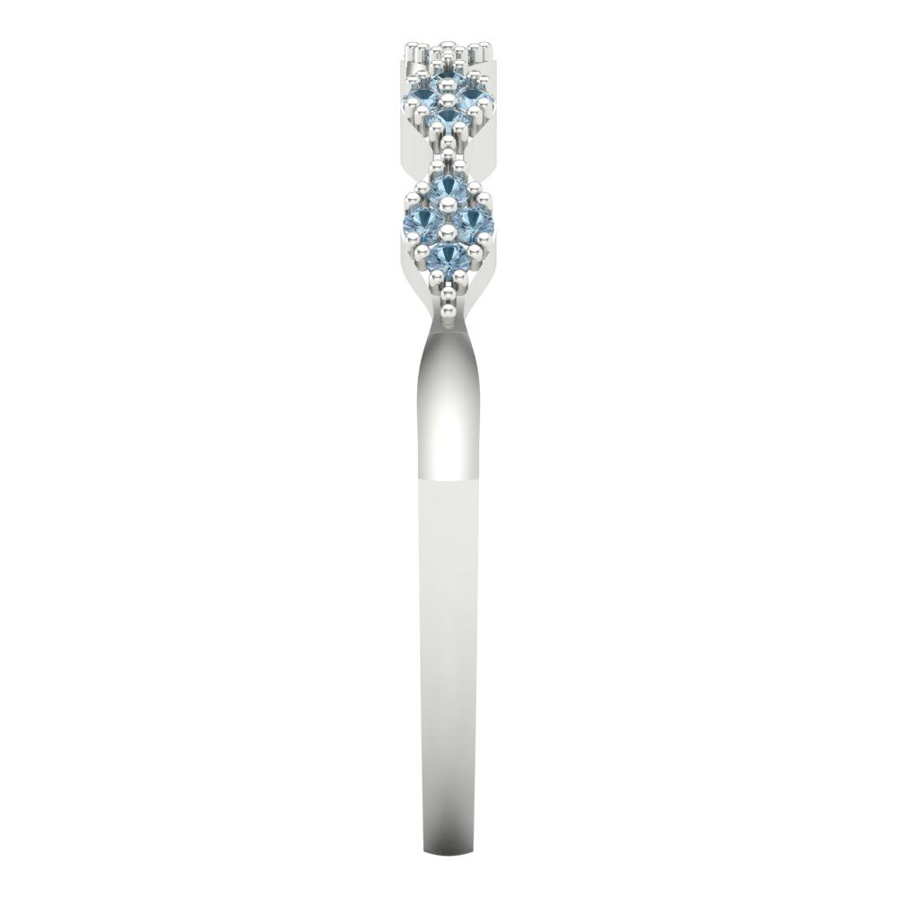 0.1 cttw Natural Aquamarine Round Cut White Gold Eternity Wedding Band