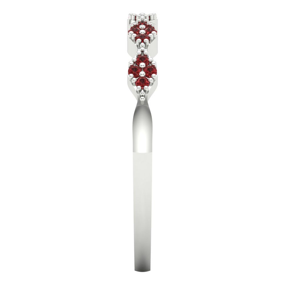 0.1 cttw Natural Garnet Round Cut White Gold Eternity Wedding Band